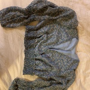 Pookie & Sebastian Floral Long Sleeve Crop Blouse